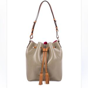 Dooney & Bourke Serena Embossed Leather Tan Crossbody Bucket Bag